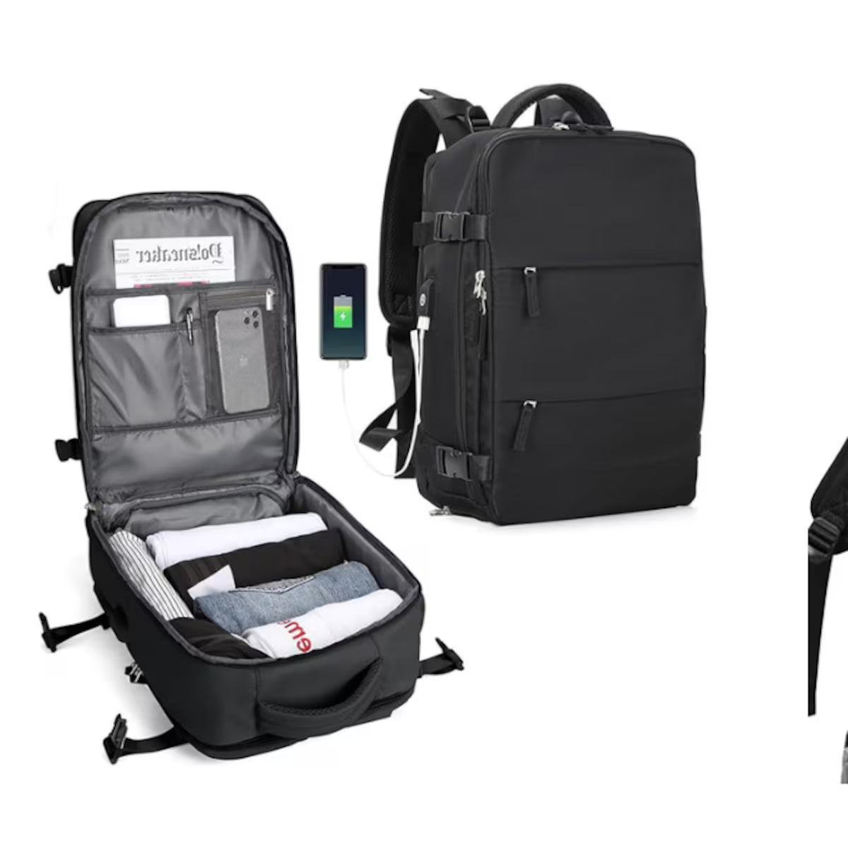 MOCHILA DE VIAJE CABINA AVIÓN CON ZAPATILLERO Y PUERTO USB