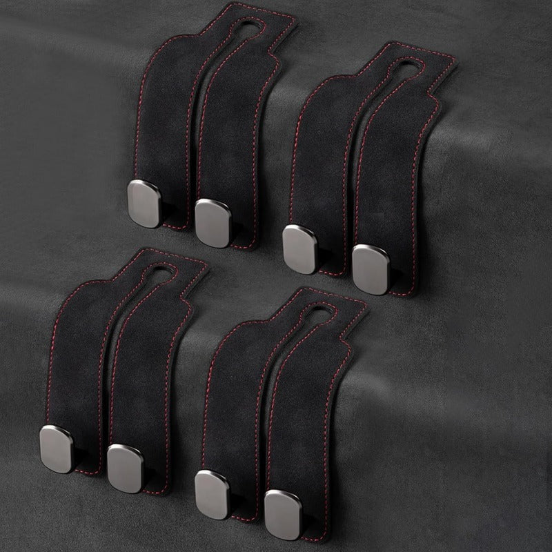 GANCHOS DOBLES PREMIUM PARA REPOSACABEZAS DE COCHE – PAQUETE DE 2