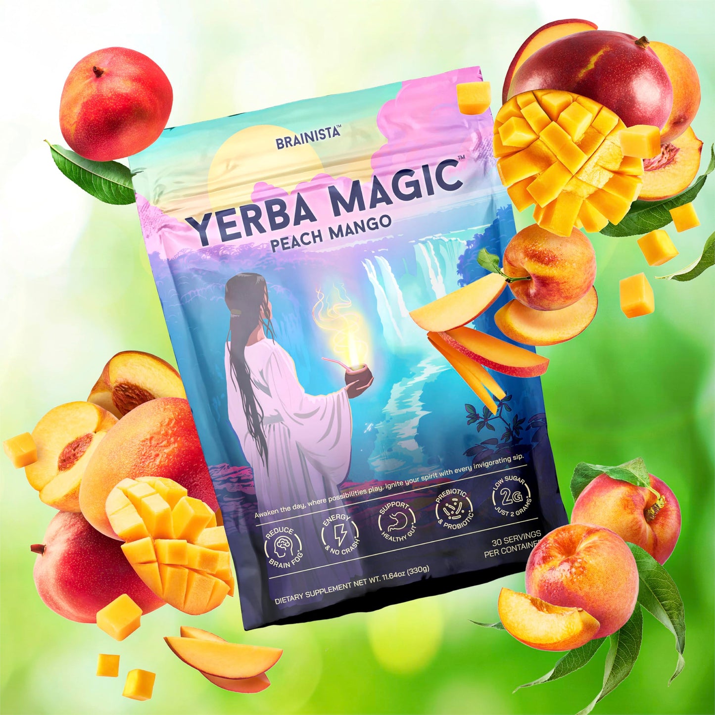 🌿 TÉ INSTANTÁNEO EN POLVO DE YERBA MATE 3 EN 1 – PEACH MANGO