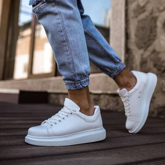 ZAPATOS MINIMALISTAS DE PIEL BLANCA PARA HOMBRE – ESTILO ELEGANTE, COMODIDAD TOTAL