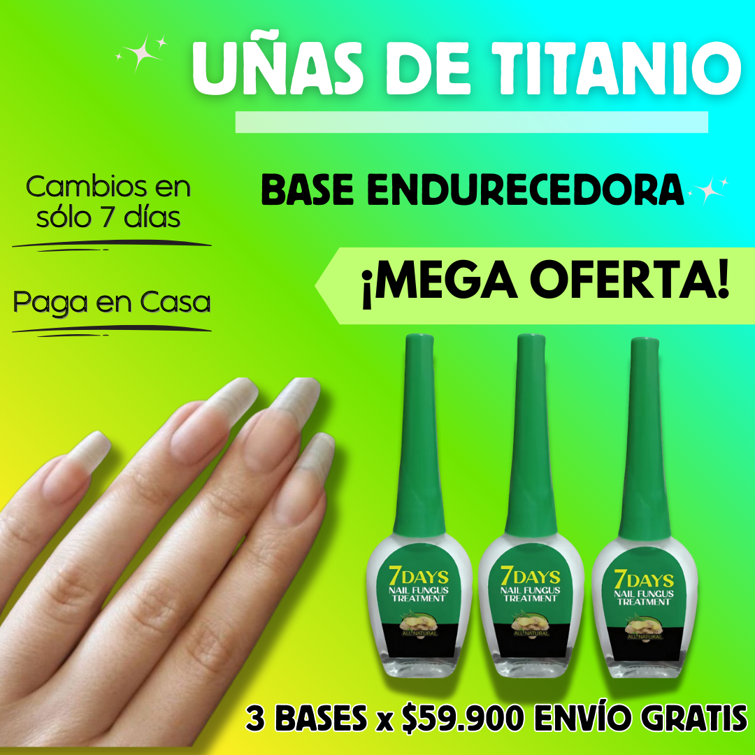 COMBO BASES ENDURECEDORA UÑAS DE TITANIO x 3
