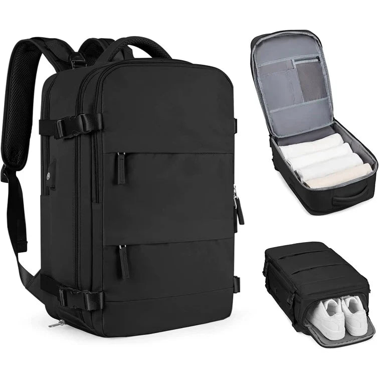 MOCHILA DE VIAJE CABINA AVIÓN CON ZAPATILLERO Y PUERTO USB