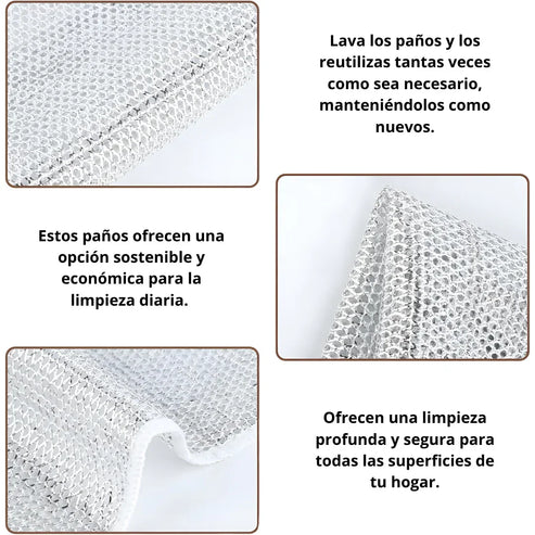 Paños de limpieza multiuso con malla metálica — Oferta: compra 5 y llévate 10