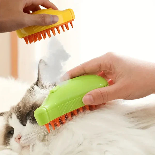 Cepillo Vaporizador 3 en 1 para Mascotas – Elimina Pelo, Desenreda y Higieniza con Vapor