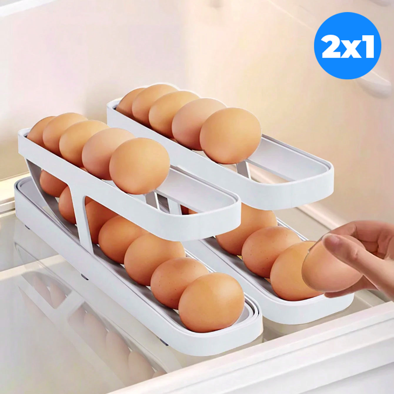 Promo 2x1: Organizador y Dispensador Automático de Huevos